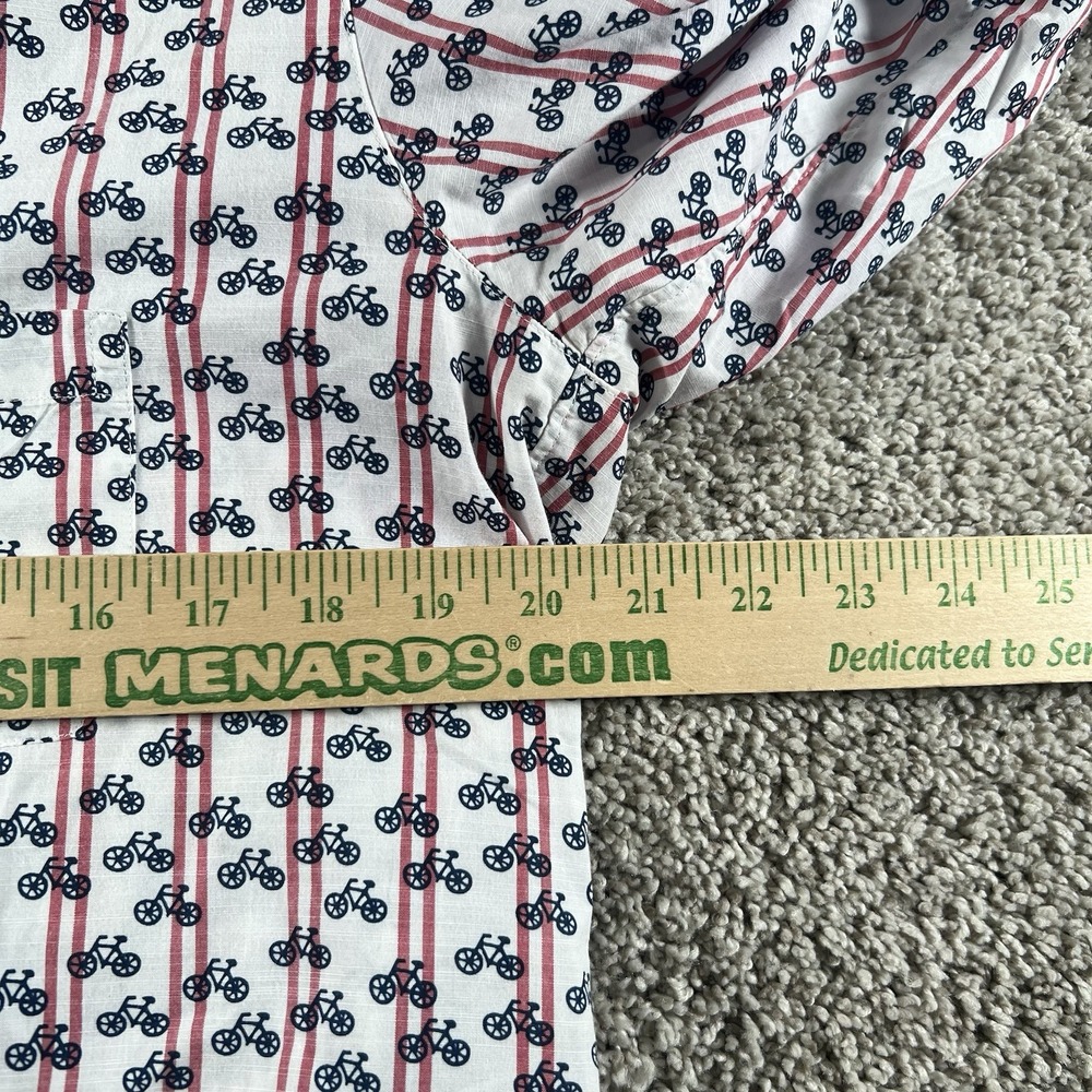 Grayson Hero Bicycle Print Shirt Womens Size 3 Comfort Light Striped Button Down - Picture 4 of 8